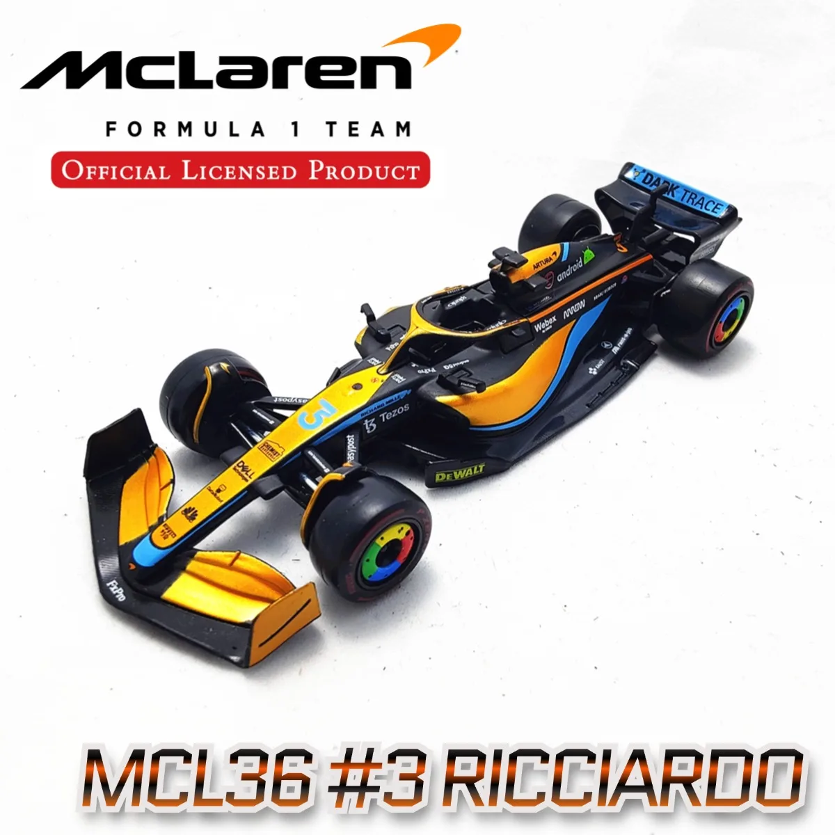 限定版 ブラーゴ マクラーレン MCL36 # リカルド F1 カーモデル 3台、1/43スケール フォーミュラ1 レーシング ミニチュア コレクションフィギュア おもちゃ