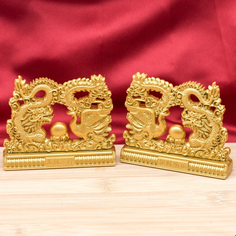 زخارف تنين وفينيكس بنمط عتيق ، زخارف ميمونة ، سطح مكتب ذهبي ، نحت صغير ، ديكور منزلي ، شرفة ، مشغولات ديكور