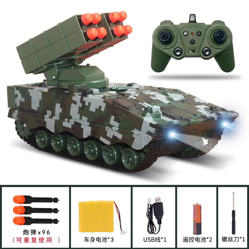 2.4G Military War RC Missile vehicle Battle Tank Remote Control Toy Car with Shoot Bullets Model Electronic Acousto-optic Toys