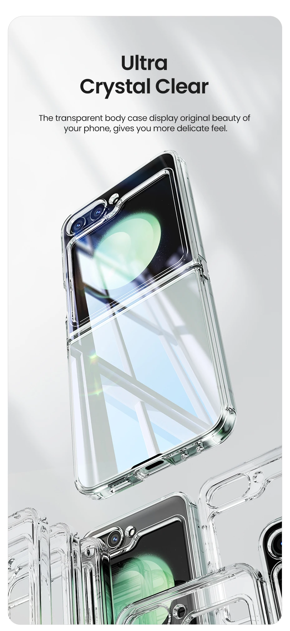 Toocki Transparente TPU-Telefonhülle für Samsung Galaxy Z Flip 6, 5, 4, 3, 5G, stoßfeste Abdeckung für Samsung Z Flip 6, 5 4 – Detail 5