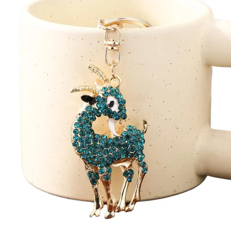 Funkelnder Strass-Ziegen-Schlüsselanhänger, Niedlicher Kristall-Tieranhänger, Modischer Schlüsselring für den täglichen Gebrauch, Reise- und Taschendekoration, Geschenke – Detail 5