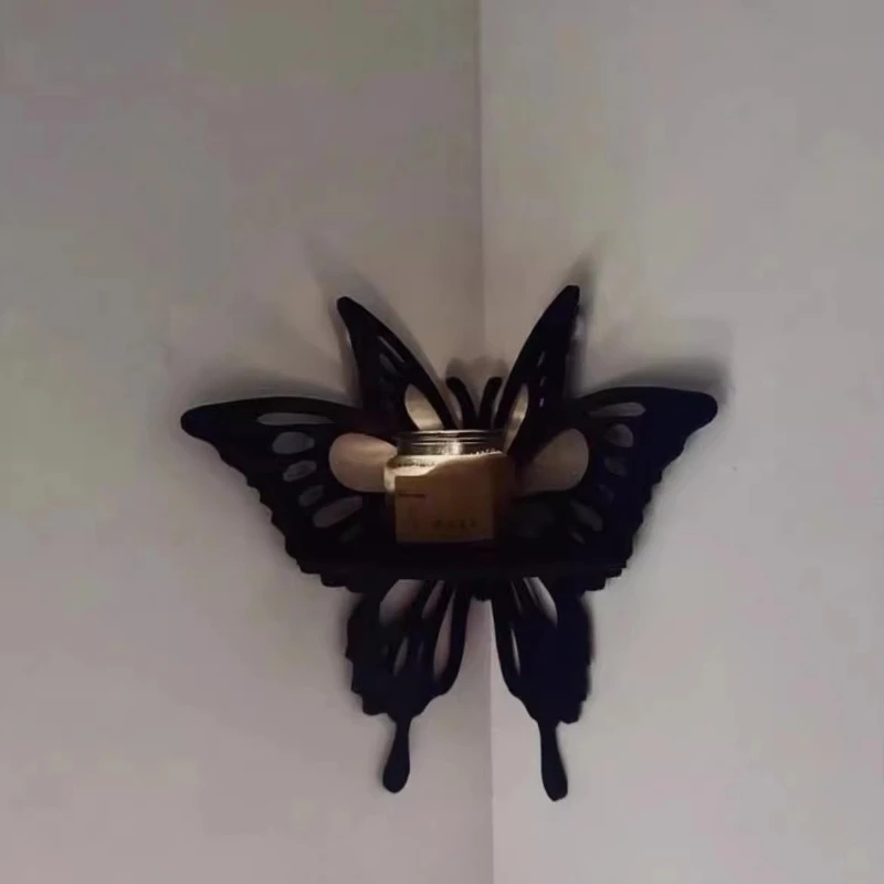 Rak pajangan kristal Retro mengambang, rak dinding kayu untuk lilin dan batu dekorasi ruangan elegan Ideal untuk estetika rumah