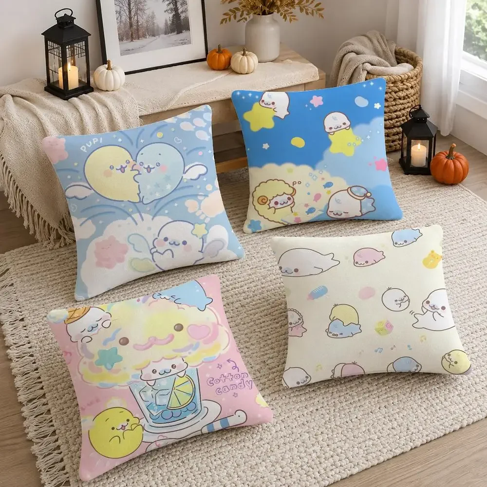 Character Mamegoma Cushion Cover Soft Fluffy Short Plush  Pillow Case Home Decor
