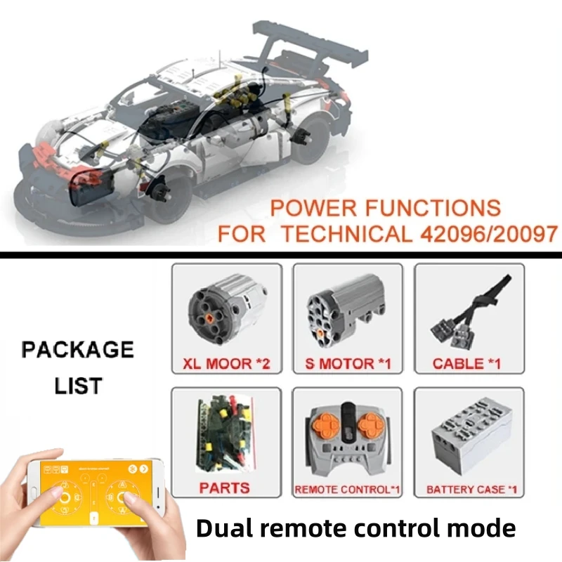 APP Remote Control Motor Power Functions Compatible With LEGO 42096 20097 Motorizing RSR Car Building Blocks SWAP (No Car)