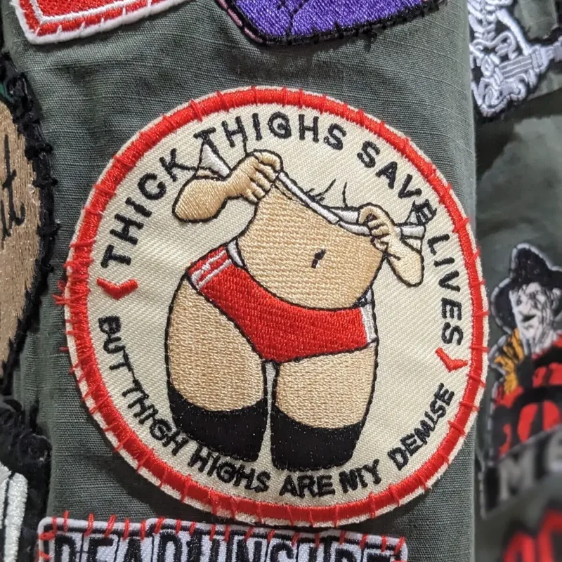 Thick Thighs Save Lives Tactical Patch Fun Embroidery Hook&Loop Patches Sexy Meme Punk Goth Biker Morale Badge Backpack Stickers