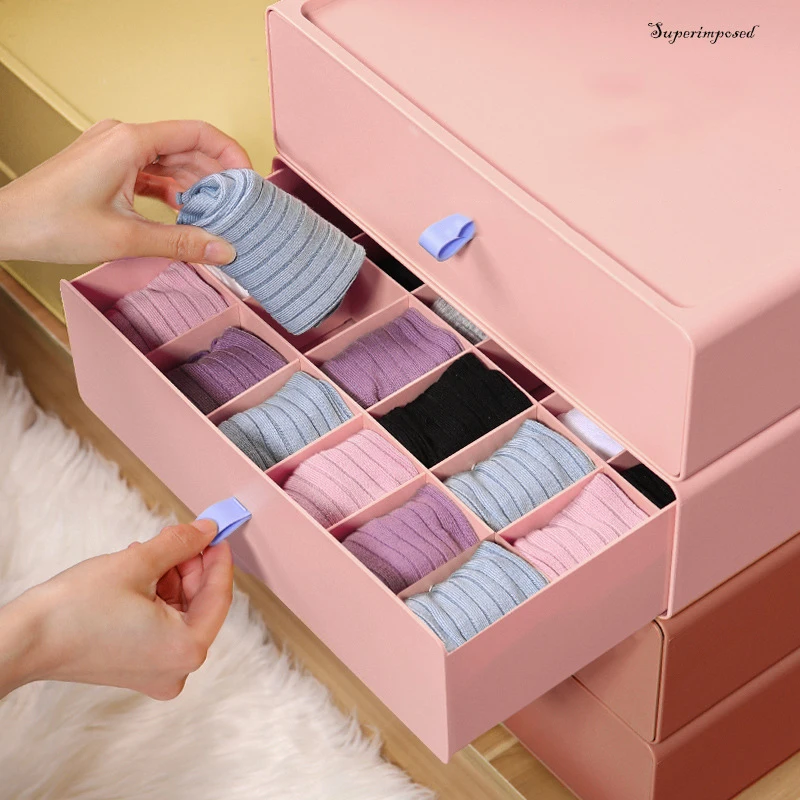 Underwear storage box socks underwear box divided drawer type kids shorts underwear bra three in one Two batches Two batches