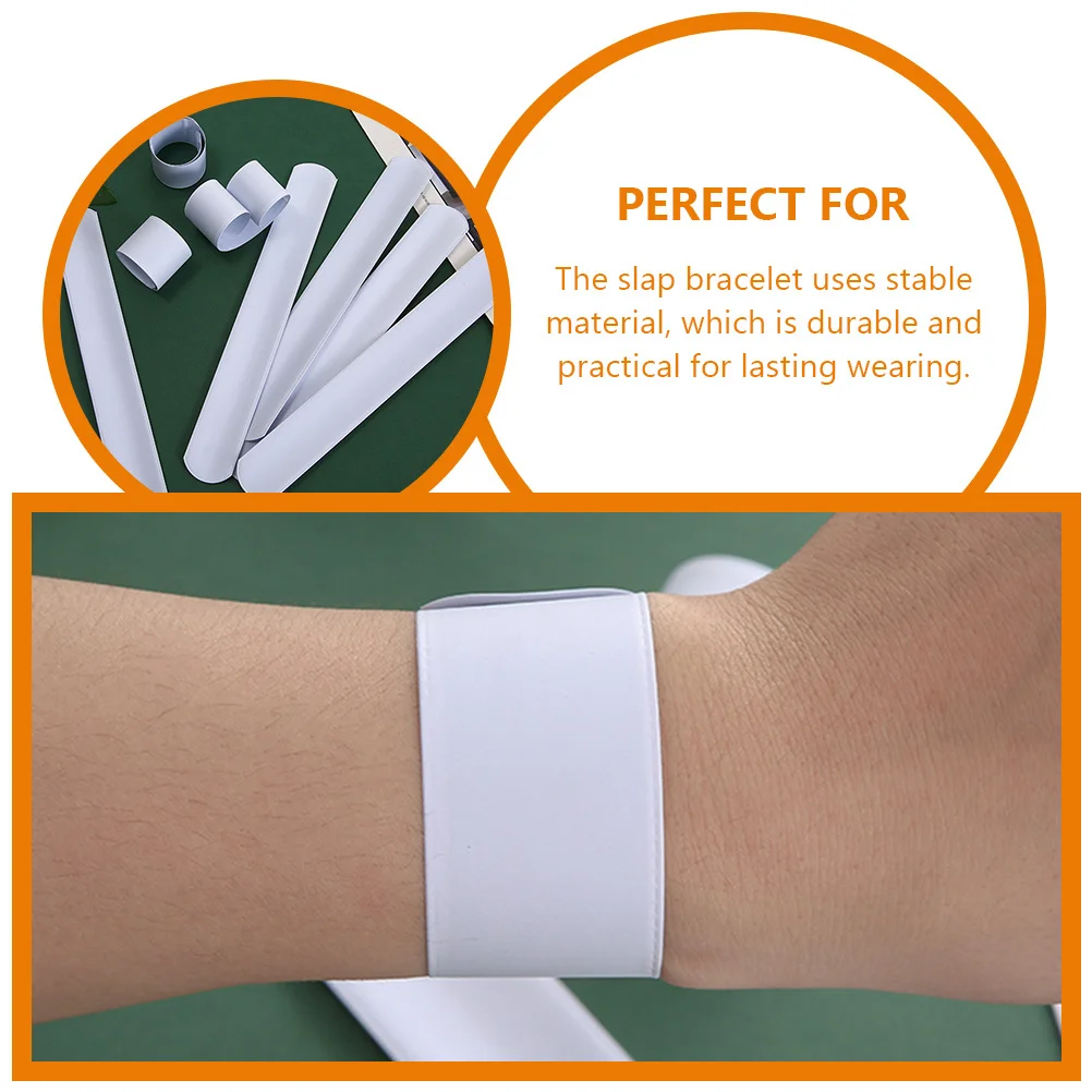 

60Pcs Pure White Slap Bracelets Lightweight Graffiti Slap Bands Party Wristbands for Students Classroom Kindergarten Toy