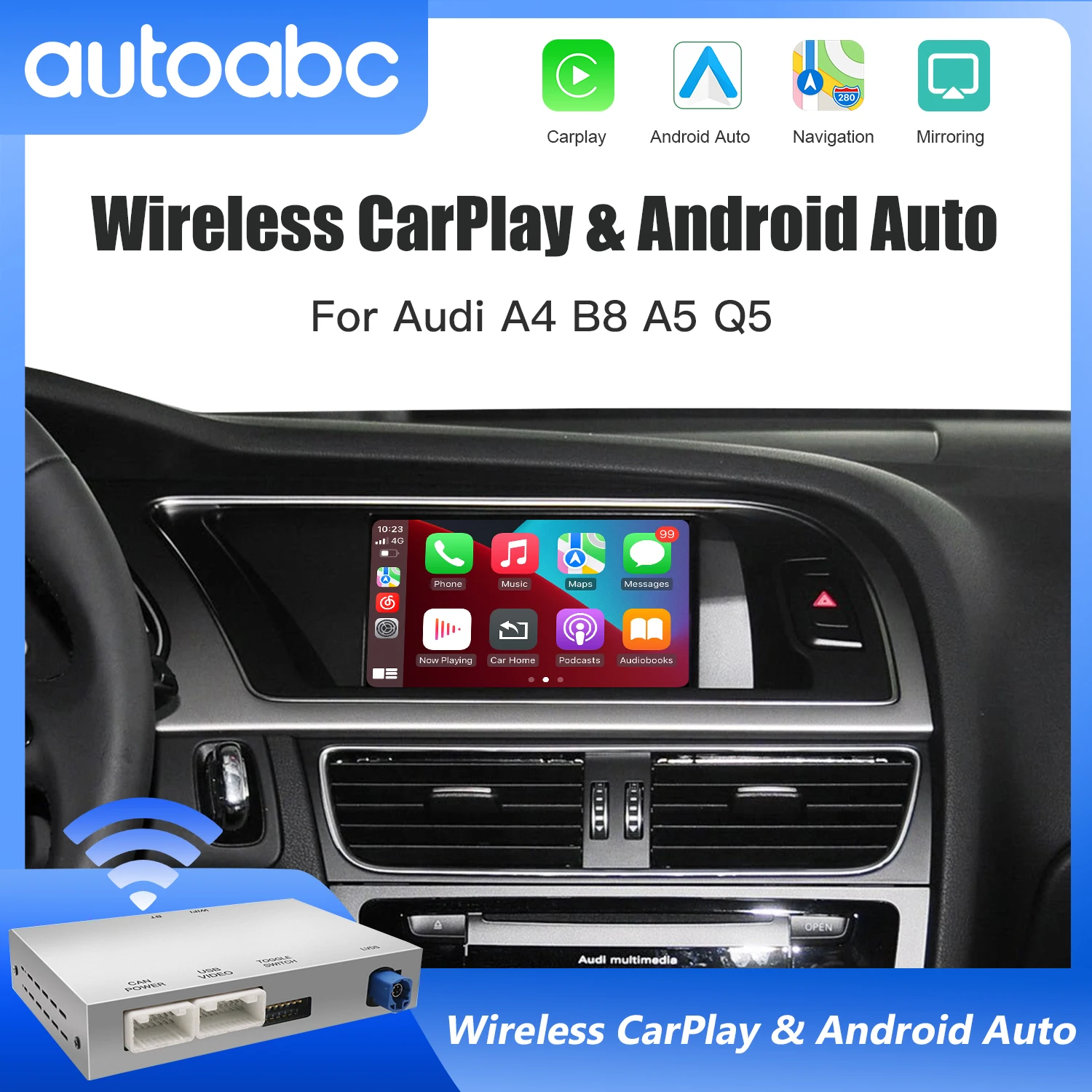 Für Audi A4 B8 A5 Q5 2009-2016 Mit MMI 3G Version Drahtlose CarPlay Android Auto Interface Adapter Bluetooth GPS Navigation