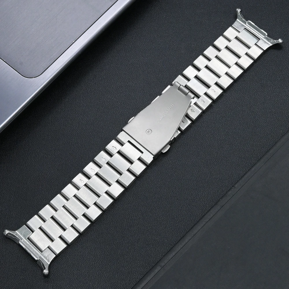 سوار من الفولاذ المقاوم للصدأ بدون فجوات لساعة سامسونج جالاكسي الترا 47 ملم حزام معدني فاخر لساعة جالاكسي سوار نهاية منحني للغاية