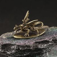 Solid Brass Pterosaur Dragon Sculpture Hand-held Copper Crafts Little Flying Dragon Ornaments