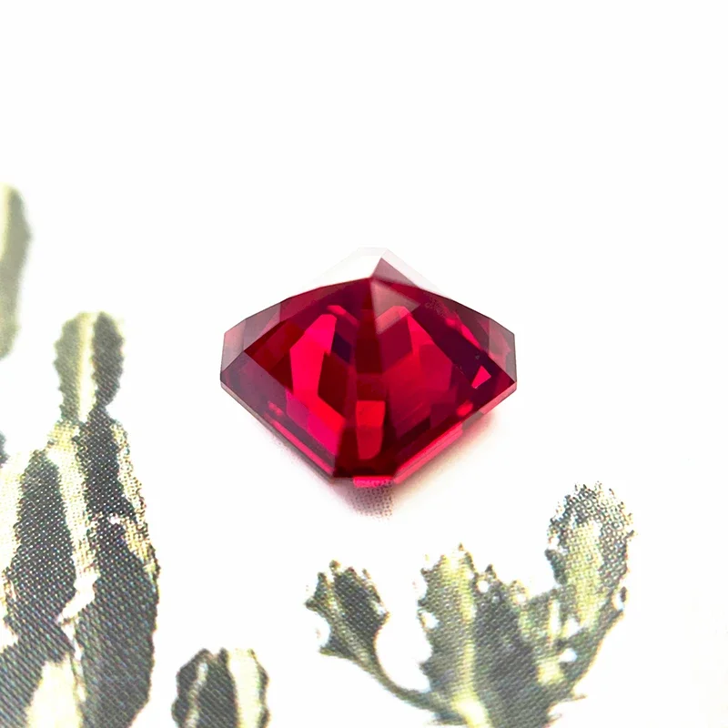 Lab Grown Ruby Asscher Cut Ruby Color DIY Charms Jewelry Making Main Materials Selectable AGL Certificate