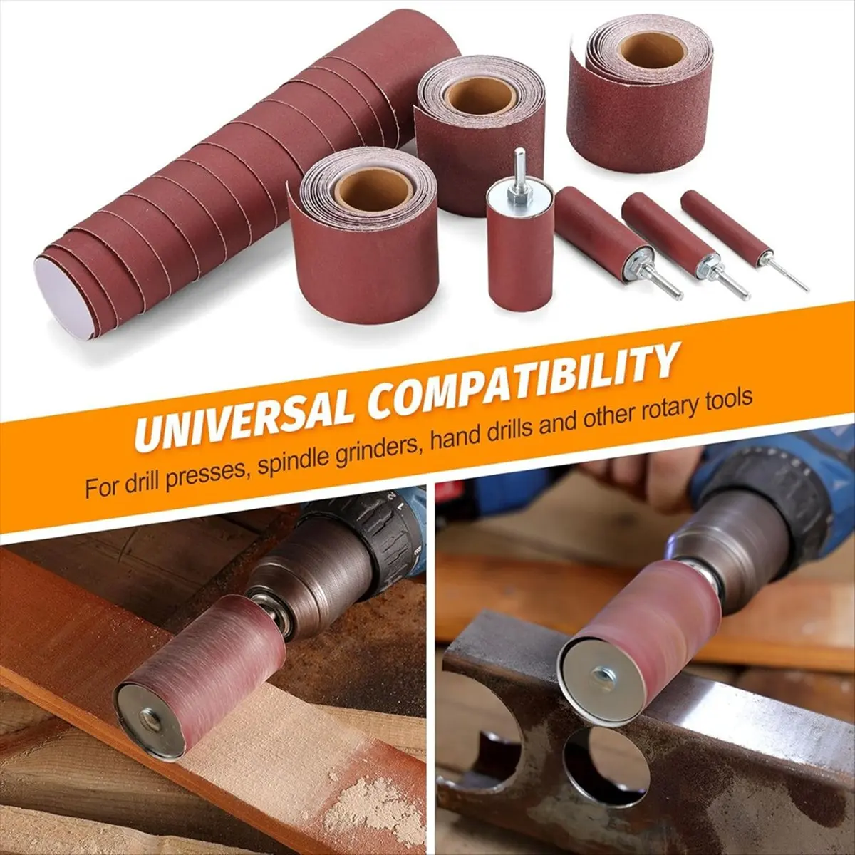 مجموعة أدوات الصنفرة 2026 + 8 قطع مع أربعة لفات من ورق الصنفرة بطول 3 أمتار (80، 120، 240، 320) ماكينة صنفرة الطبل لآلات الحفر