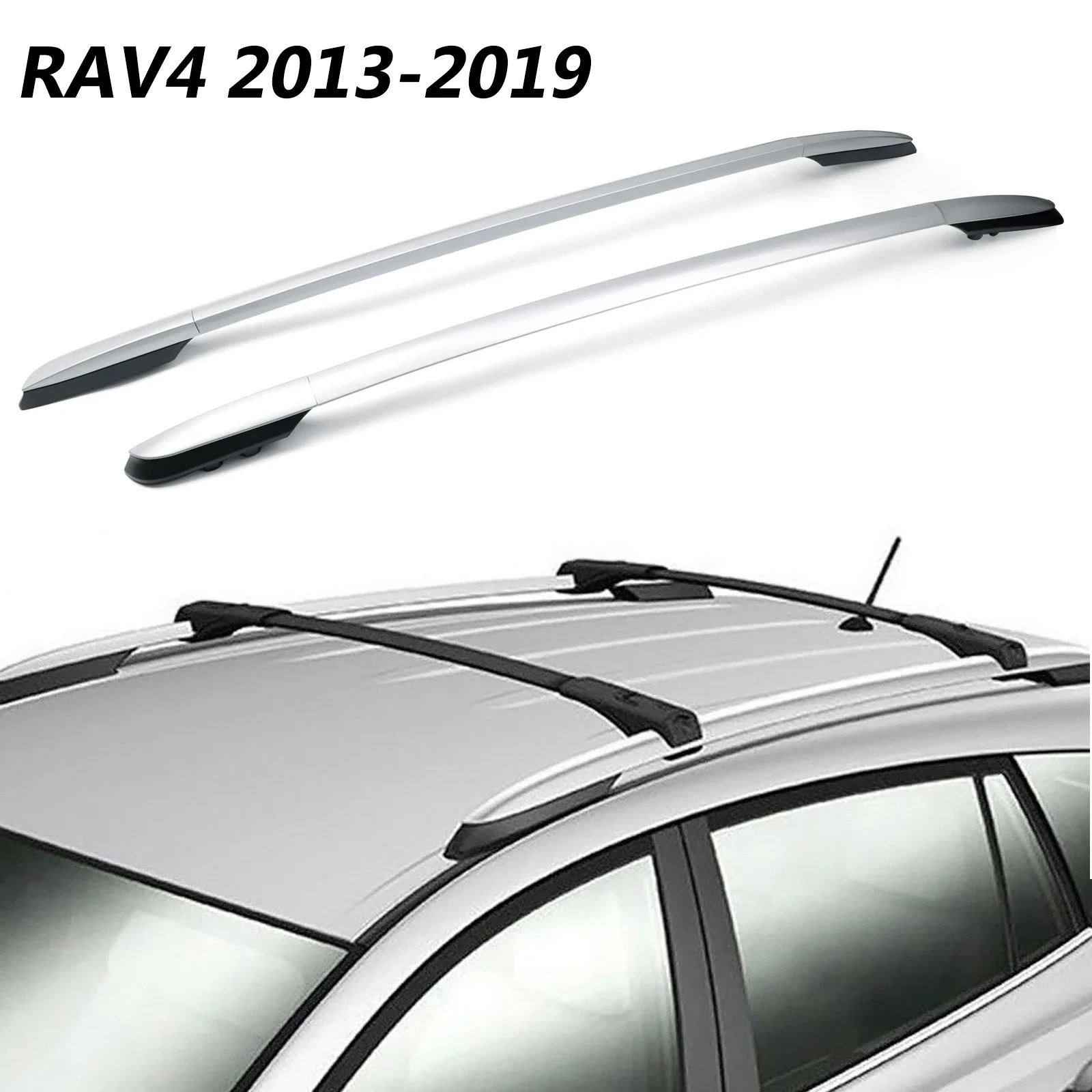 

Для 2013-2019 Toyota RAV4 алюминиевая Заводская Серебристая верхняя кровельная рейка боковая рейка
