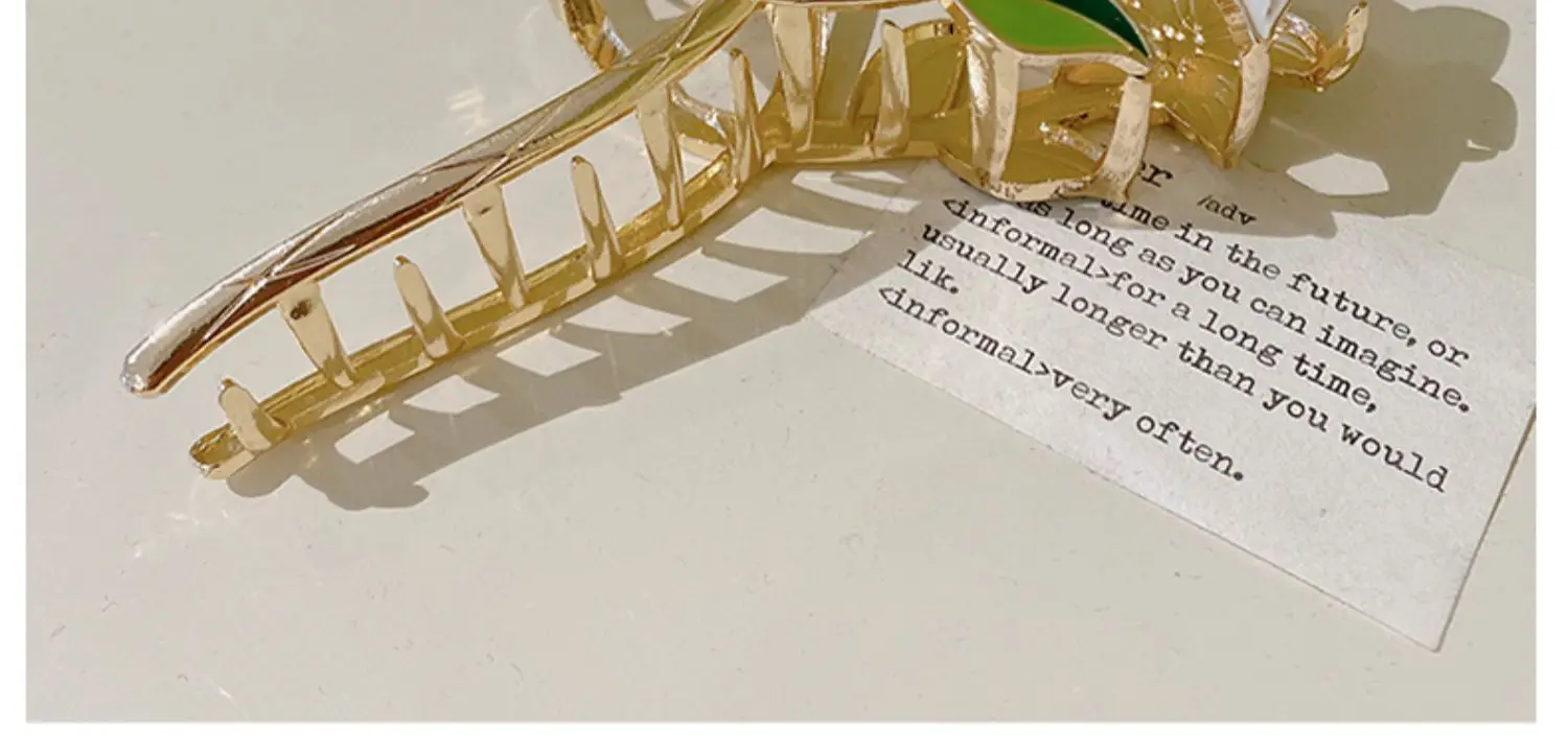 Neue Damen-Haarspange aus Metall, elegante goldene Blumen-Haarspangen, Haarklammer, Krabben-Haarband, Pferdeschwanz-Clip, Kopfschmuck, Haaraccessoires, Tiara – Detail 10