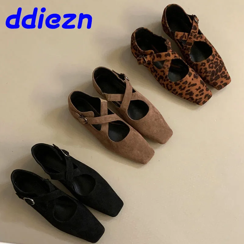 Footwear Cross-tied Buckle Women Mary Janes Shoes Spring Autumn Fashion Female Designer Shallow Ladies Flats With Shoes