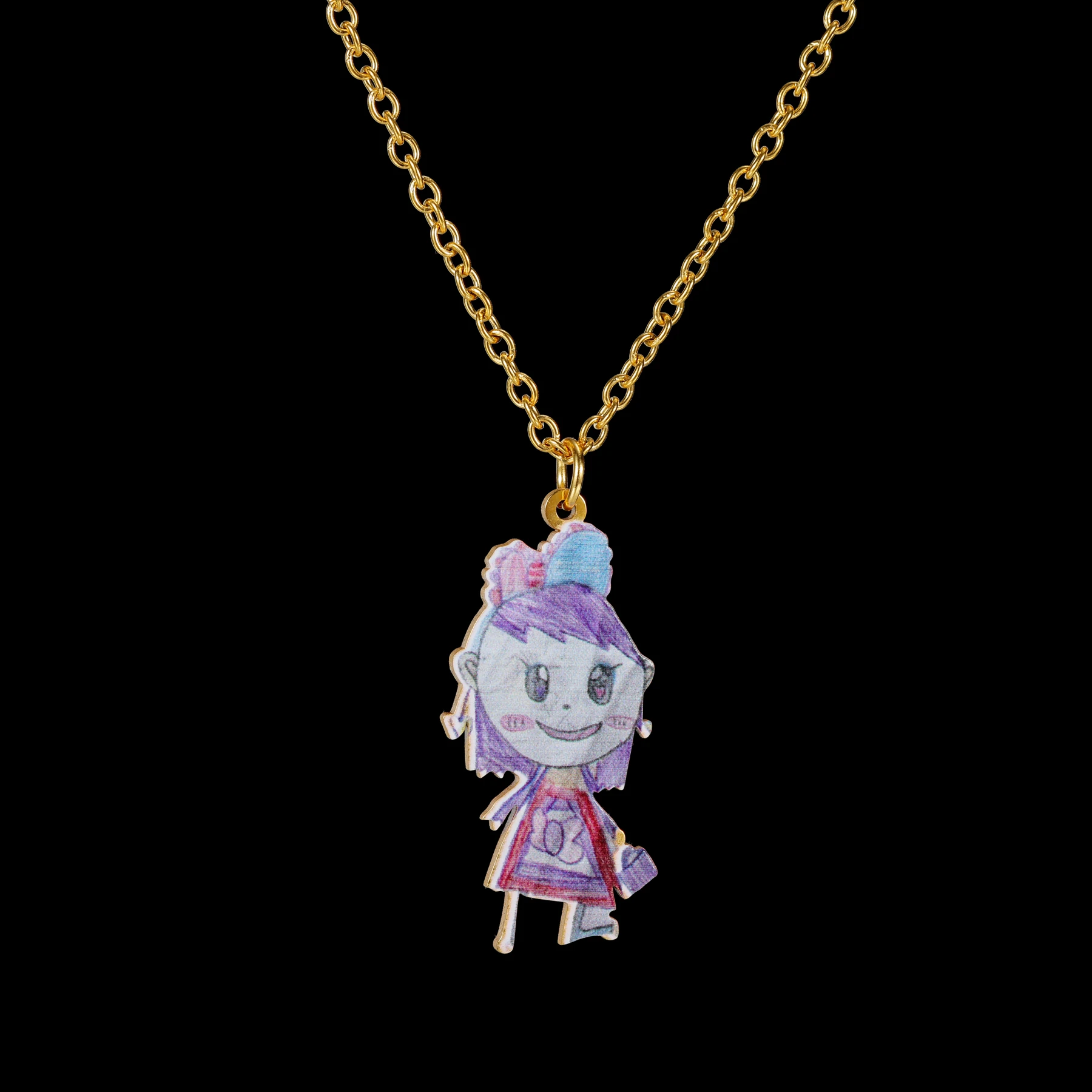 Customized Children's Drawing Necklace Personalized Colorful Kid's Art Necklace Stainless Steel Women Kids Family Jewelry Gift view 4