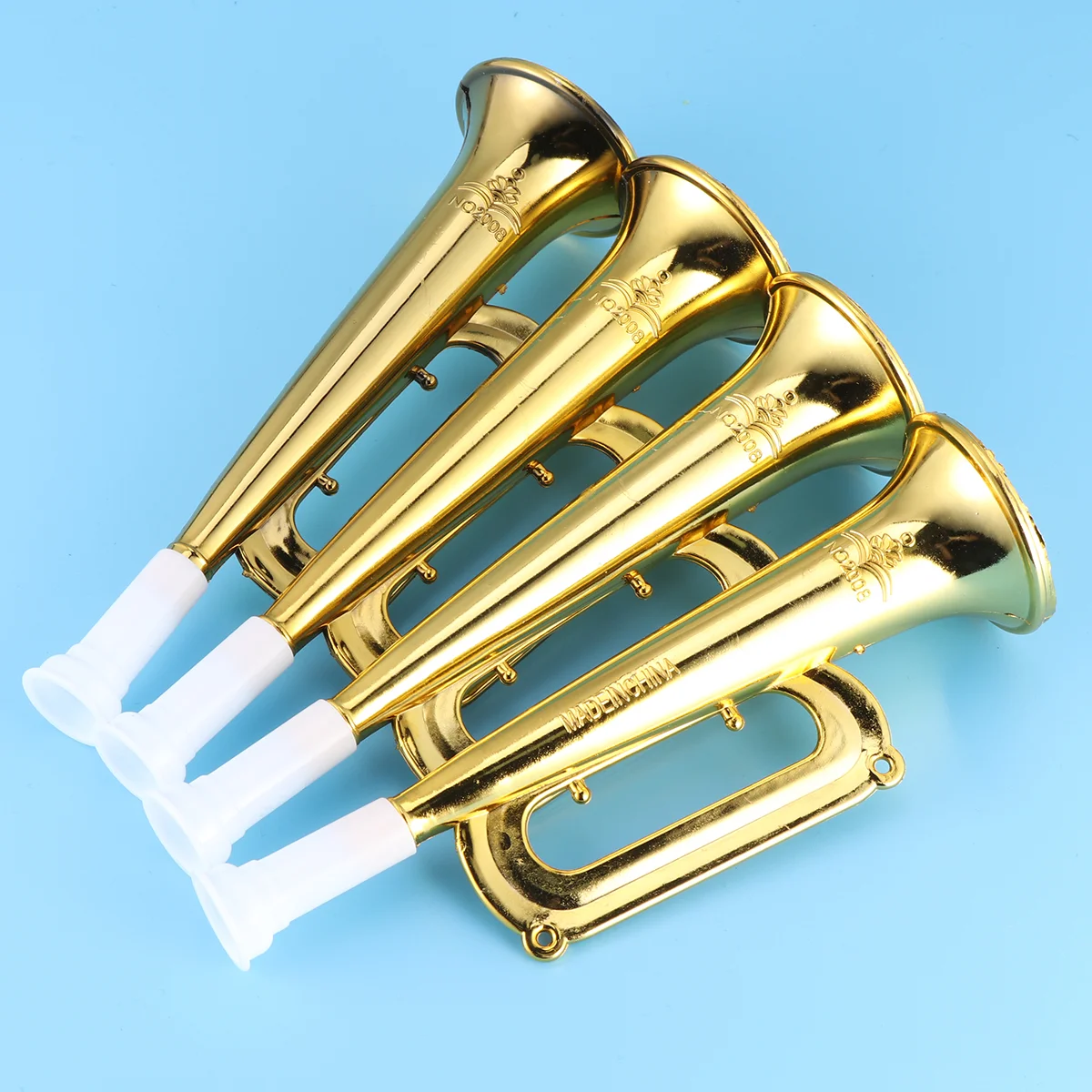 12pcs Plastic Trumpet Noise Maker Kids Toys Cheerleader Football Match Cheering Props Birthday Party Favor Gift (Golden)