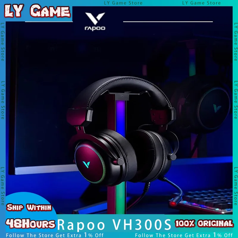 

Проводная гарнитура Rapoo VH300S, виртуальная игровая USB гарнитура 7,1 каналов, микрофон с шумоподавлением, компьютерные наушники на заказ
