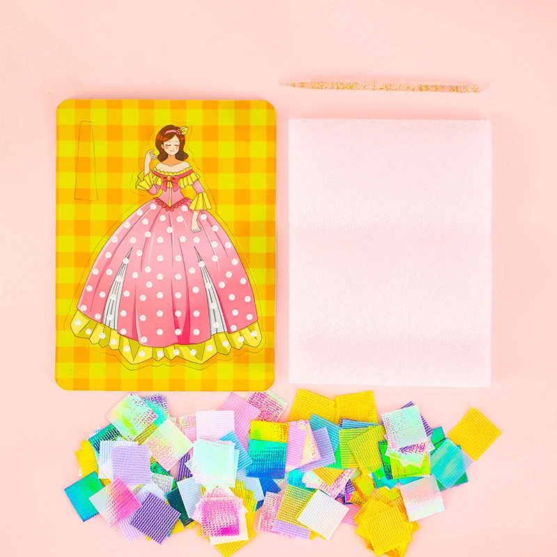 Crianças tecido arte creze poke desenho artesanato brinquedos criativo quebra-cabeça punctura pintura cutucando adesivo crianças presente de aniversário para a menina