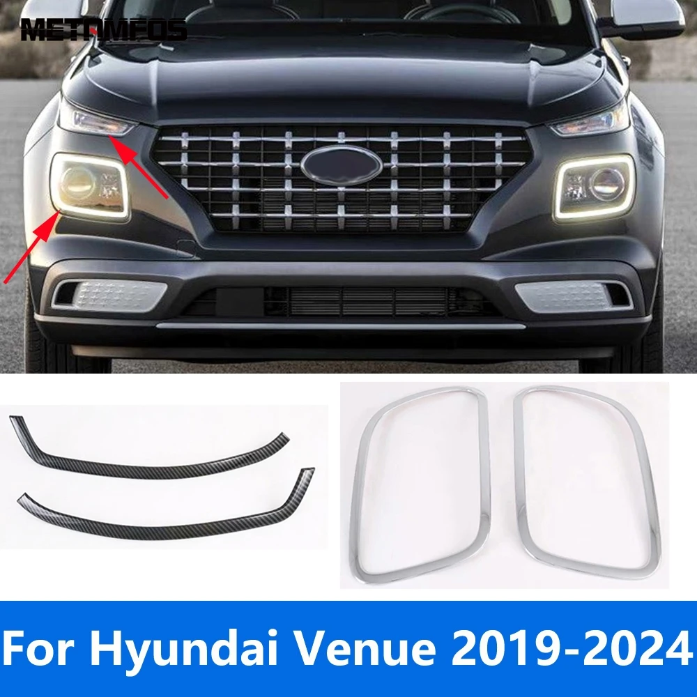 

Для Hyundai Venue 2019-2022 2023 2024, головная фара из углеродного волокна, лампа для век, бровей, накладка на фару, аксессуары, Стайлинг автомобиля