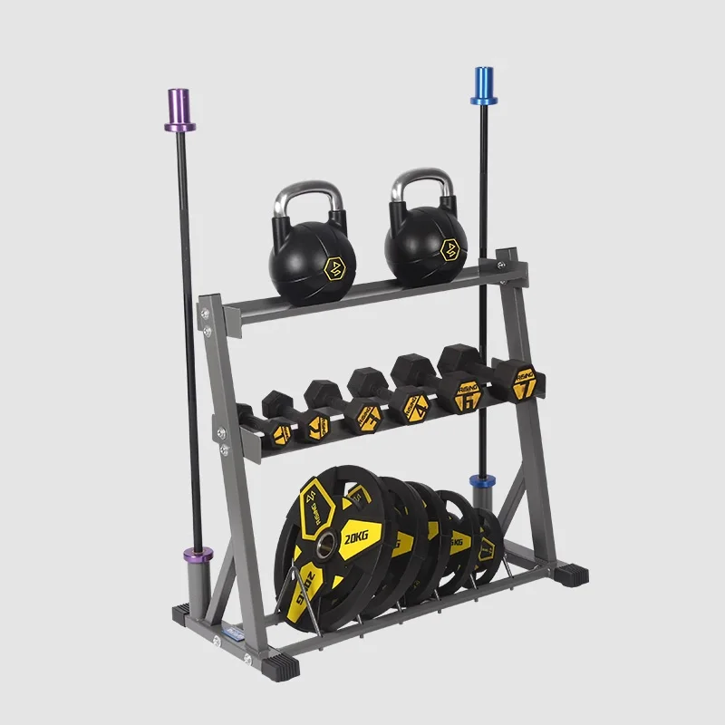 حامل تخزين رف لوحة الوزن من 3 طبقات لرف الدمبل/Kettlebell/لوحة الوزن وقضيب التجعيد