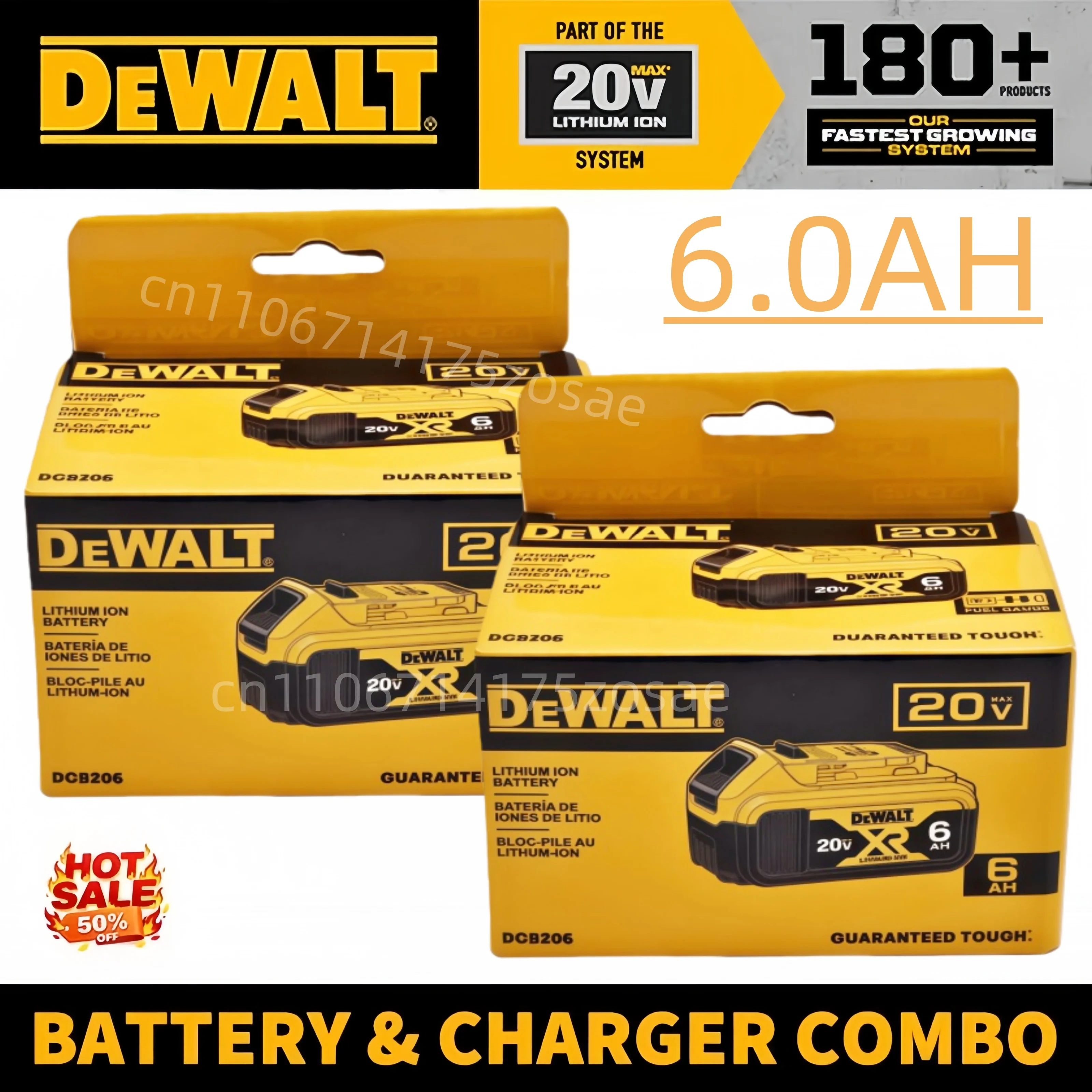 

100% оригинальная аккумуляторная литий-ионная батарея DEWALT 20V 6.0AH высокой производительности для DCBL722/DCV501/DCL050/DCS367/DCF850