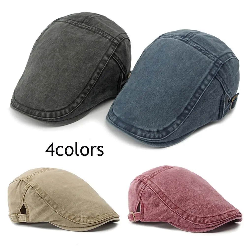 

Vintage Cotton Beret British-style Painters Hat Forward Cap Unisex Adjustable Flat Visor Hat Fashion Decor Cool Newsboy Cap