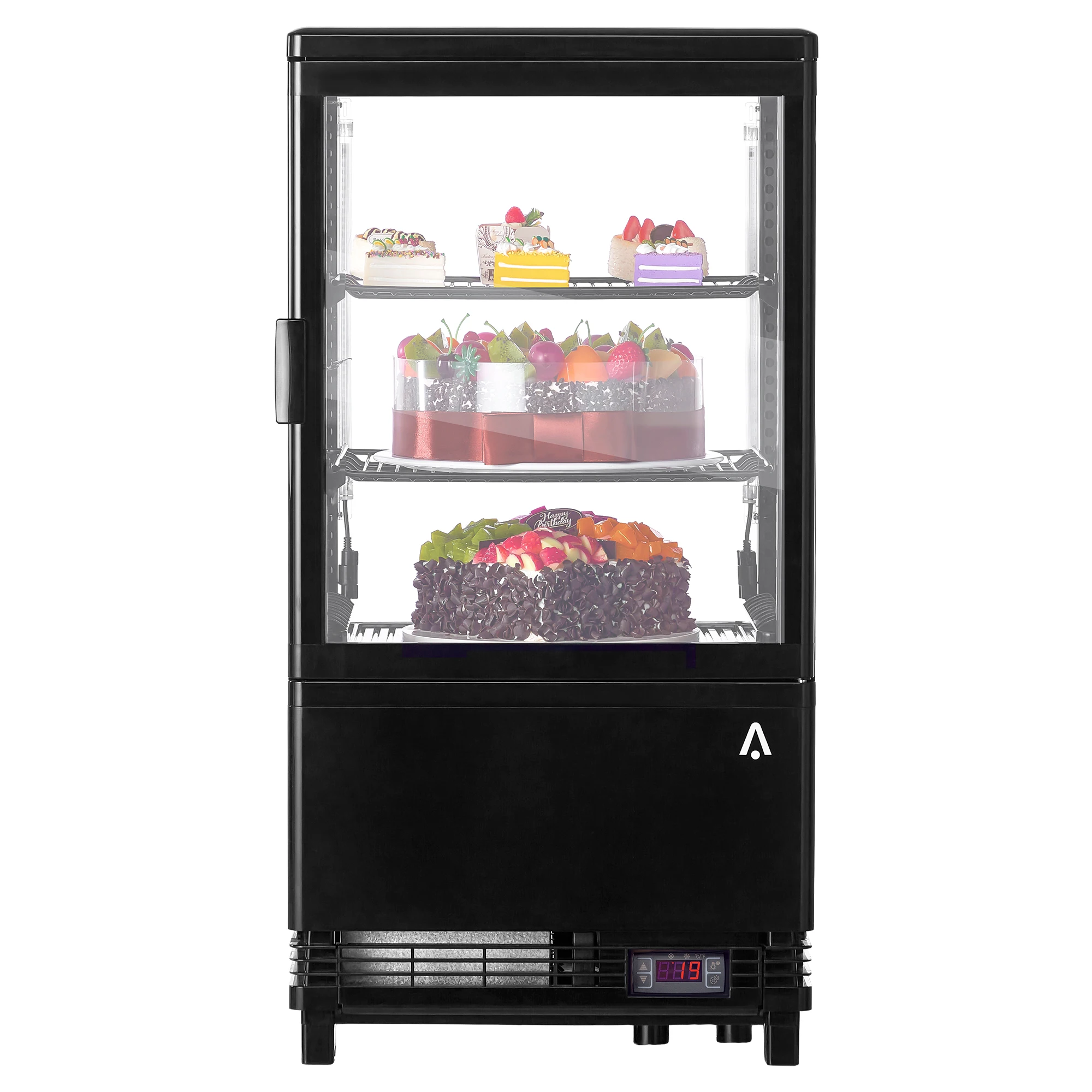 Commercial Cake Display Refrigerator 2.1 Cu.FT Single-Door Merchandiser with Interior LED Lighting Double-Layered Glass Countert