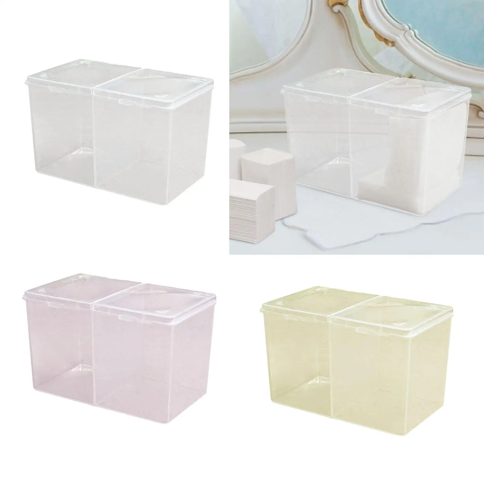 Portable Cotton Pad Swab Box Double Grids Storage for Makeup Remover Pads Manicure Tools Home Travel Organizer