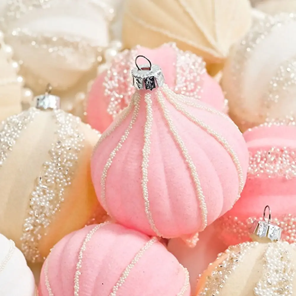 

12 шт. 6 см рождественские подвесные шары макароны пластиковые флокированные рождественские шары кулон нерегулярные небьющиеся