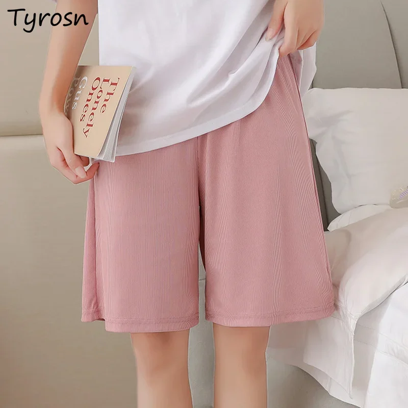 Shorts Dames Ademend Zomer Knielengte Casual Kort Effen Zachte elastische taille Losse all-match kleding Wijde pijpen broek Tiener