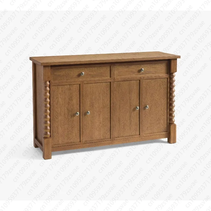 Modern Luxury Four-Door Laminated Spherical Buffet Cabinet, Solid Wood Oak Sideboard Display Cabinet, suitable for high-end