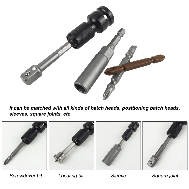 Quick Release 1/2-Inch Square Drive to 1/4-Inch Hex Female Socket Adapter Converter Chuck Adaptor for Impact and Ratchet Wrench