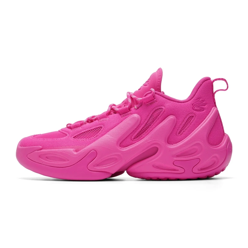 Under Armour basketball shoes for men, pink cushioned low-top practical sports shoes 6007670-652