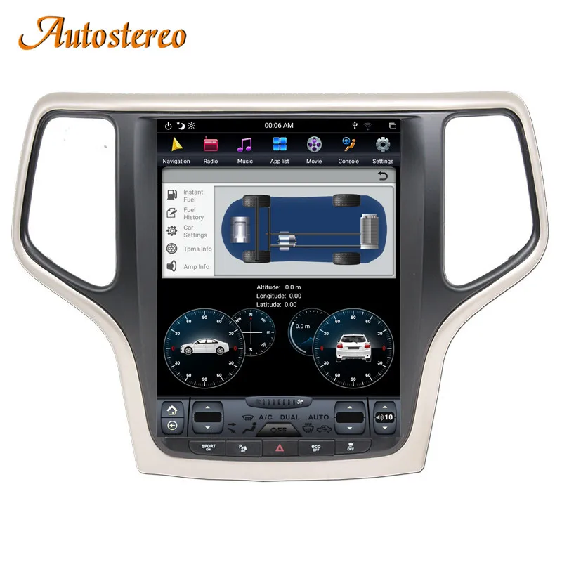 Wireless Carplay For JEEP Grand Cherokee 2014+ Tesla Style Android 9.0 PX6 Car GPS Navigation Stereo Head Unit Multimedia Player