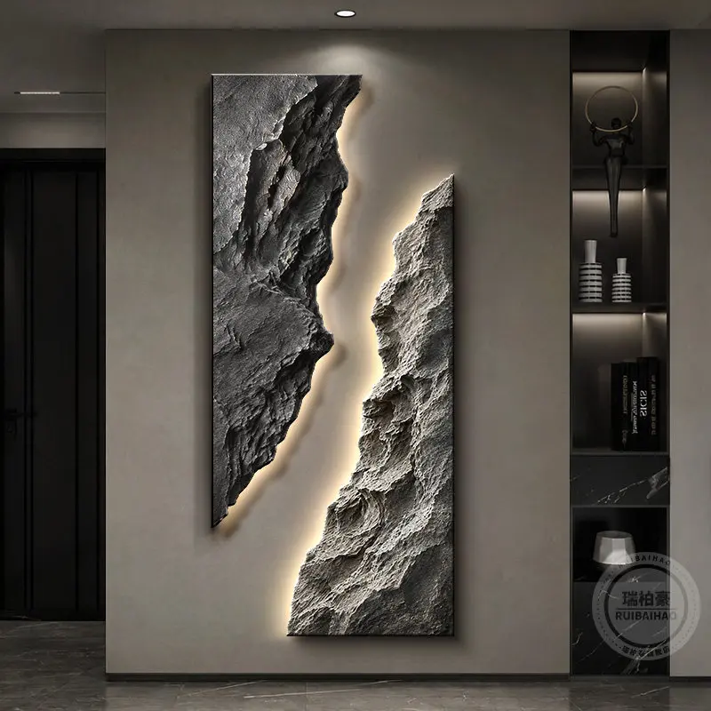 Light luxury entrance decoration painting, three-dimensional relief painting, corridor hanging painting, high-end wall lamp