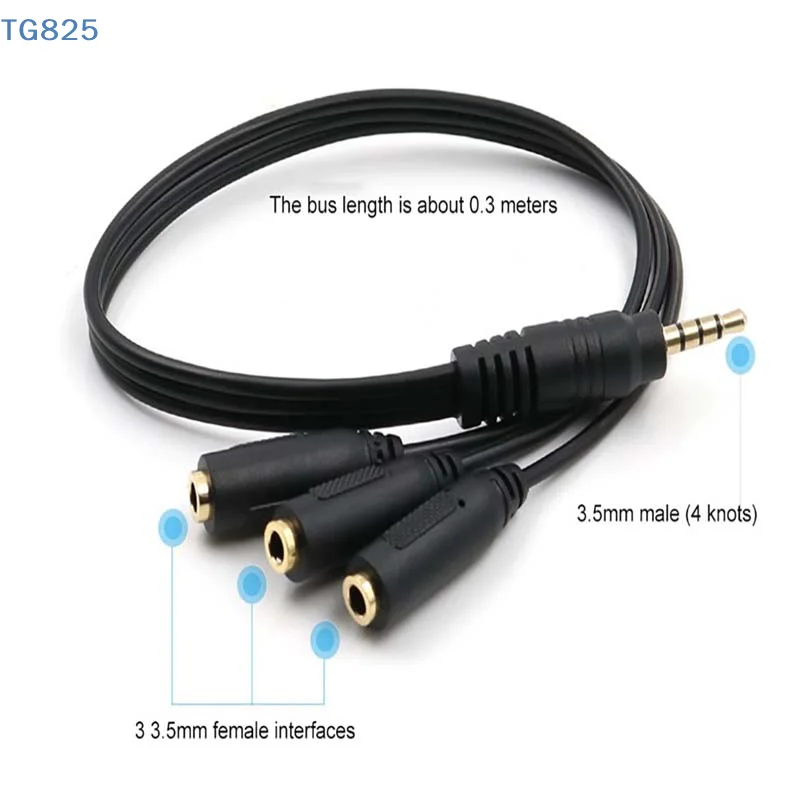 【AN】3.5mm 3 Way Port Aux Multi Headphone Earphone Audio Splitter Adapter 3.5mm Jack HUB Splitter Audio Cable 1 Male to 3 Female