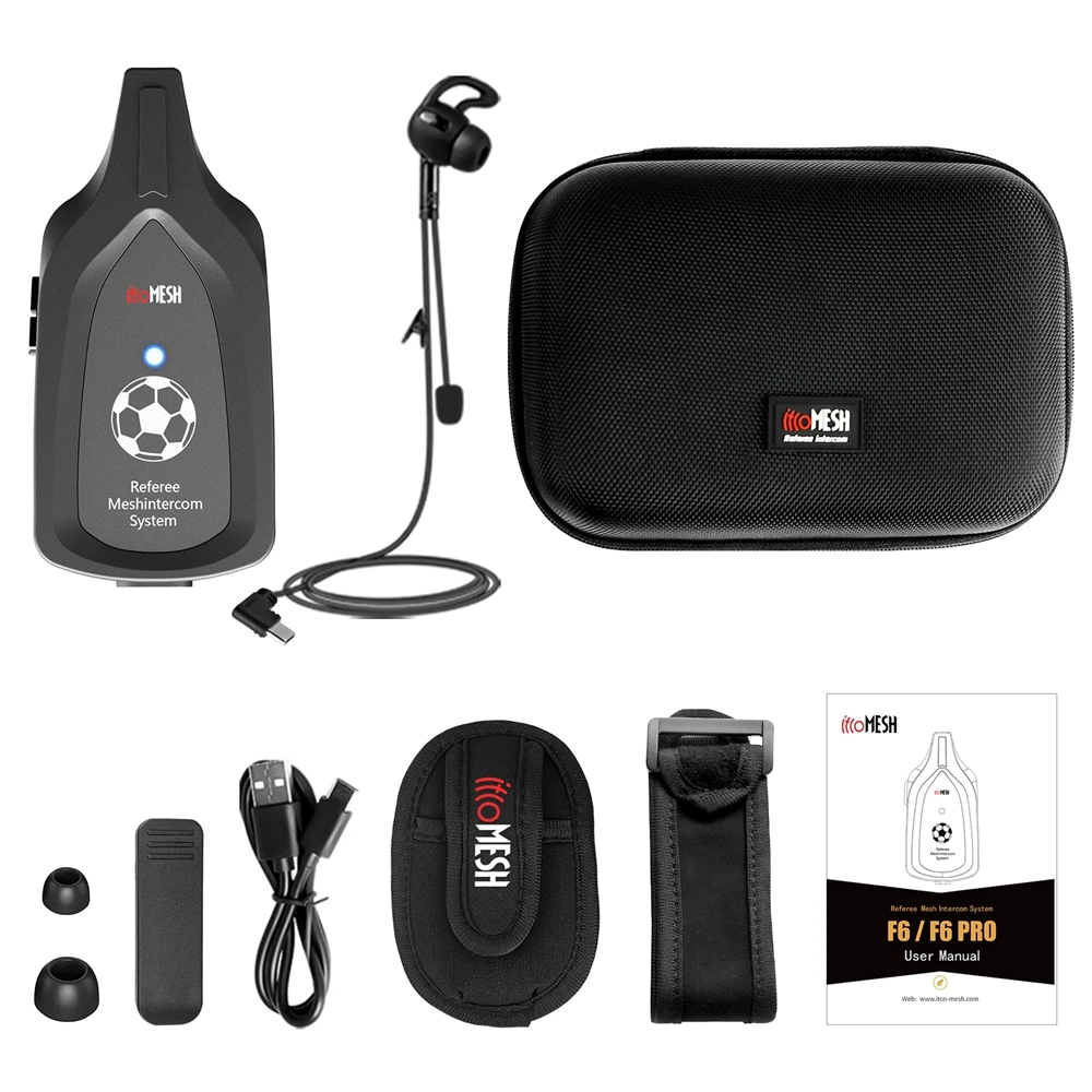 EJEAS Hot New Product F6 800m 6-referee Football Communication System Mesh Intercom Wireless Bluetooth Intercomunicador