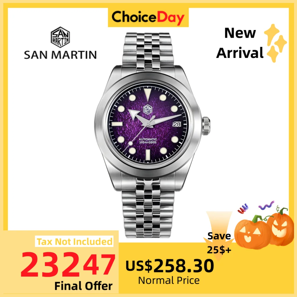 

San Martin 39mm Gradient Color Oil Pressured Textures Dial NH35 Automatic Watches Men 3H Date BGW-X1 10Bar Reloj SN0053-1