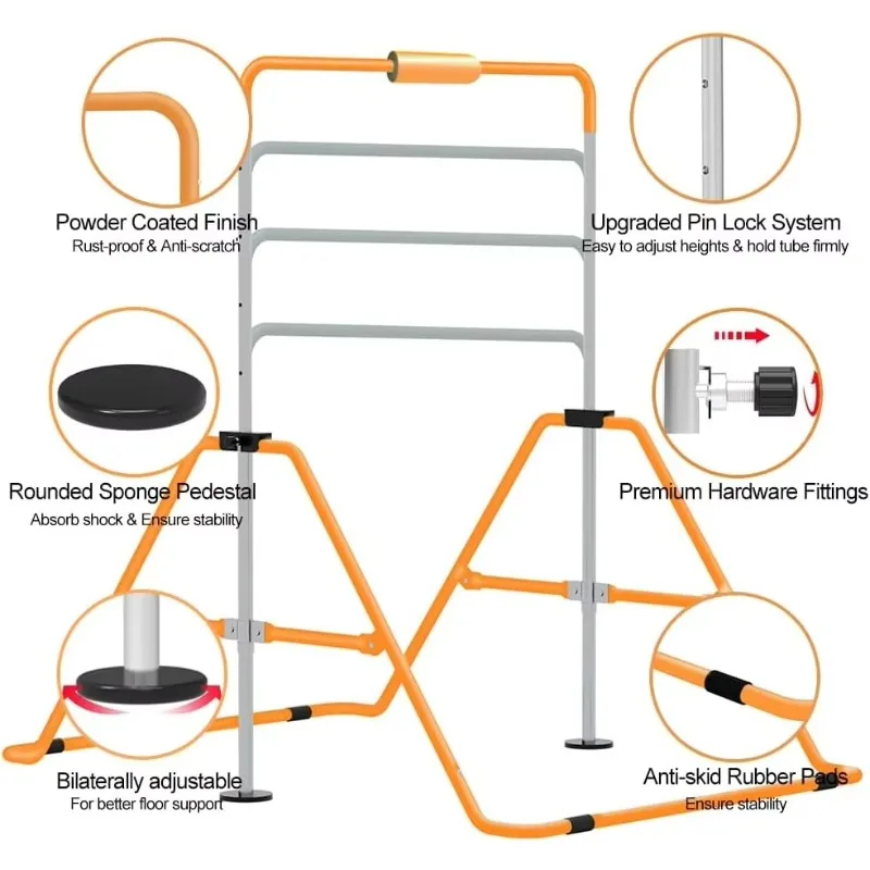 Expandable Gymnastics Horizontal Bars Kids Adjustable Height Junior Training Kip Bar Folding Gymnastic Monkey Bar Home Gym