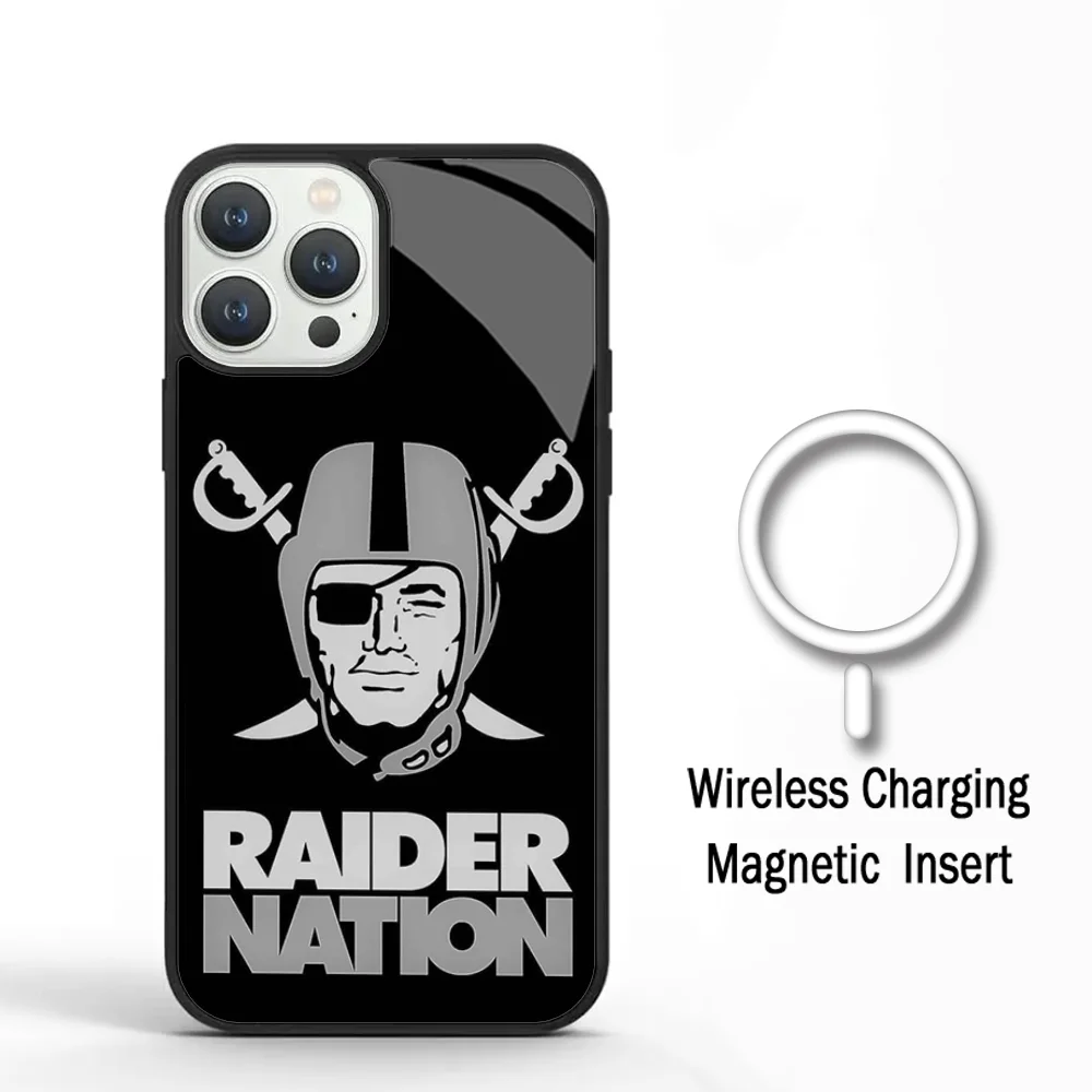 Oakland Raiders Phone Case For IPhone 11 12 13 14 15 Plus Pro Max Mirror Acrylic Cover For Magsafe