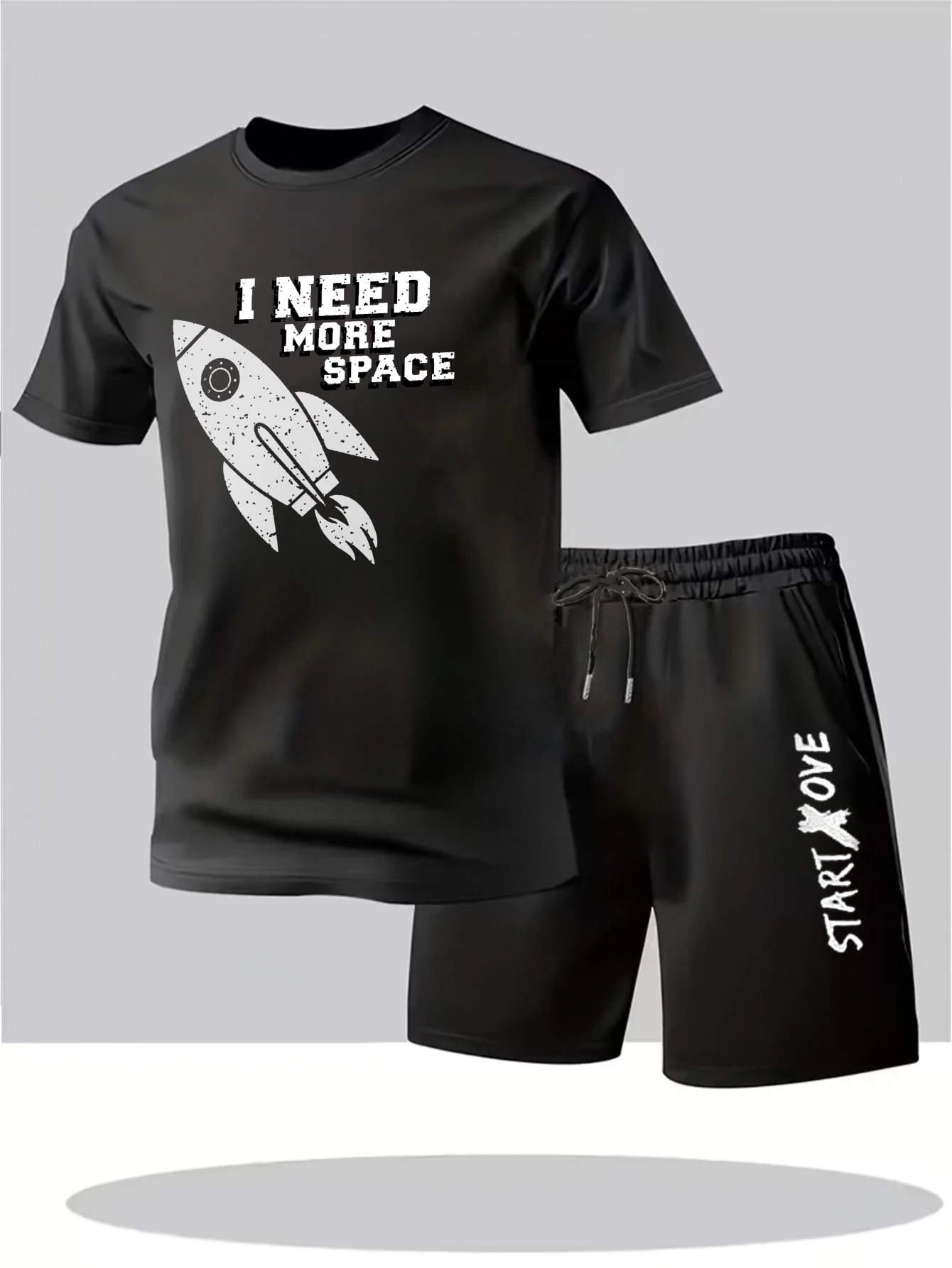 

Мужской летний костюм 2025: комплект из двух предметов, тонкий спортивный костюм из полиэстера с графическим принтом для мужчин