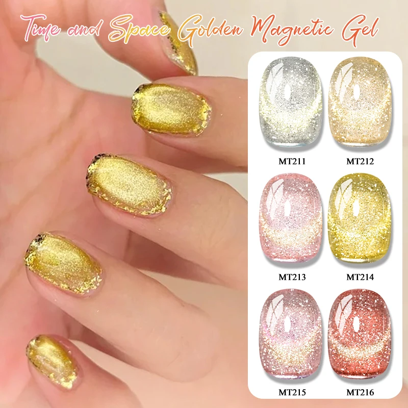 Platinum Glitter Golden Cat Magnetic Gel Nail Polish Gold Light Magnetic Semi Permanent Soak Off UV Gel Varnish Nail Art Design