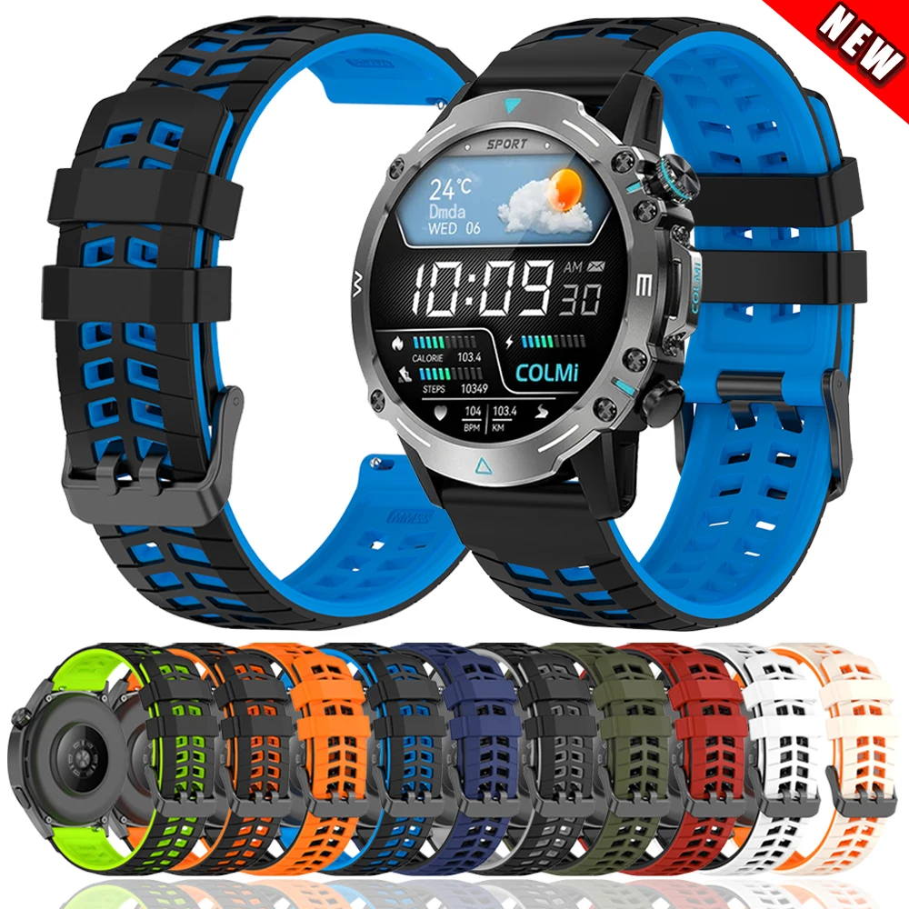 22mm Silicone Sports Strap For COLMi M42 M41 P86 V68 V76 C81 I30 P82 P81 P68 Breathable Wristband For Xiaomi Watch Soft Bracelet