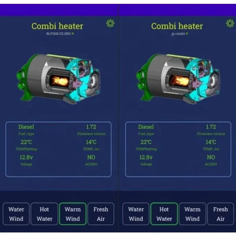4KW/6KW 110V/220V Diesel/LPG/Petrol Combi Heater Similar To Truma For RV With 10L Water Tank Support Bluetooth Control