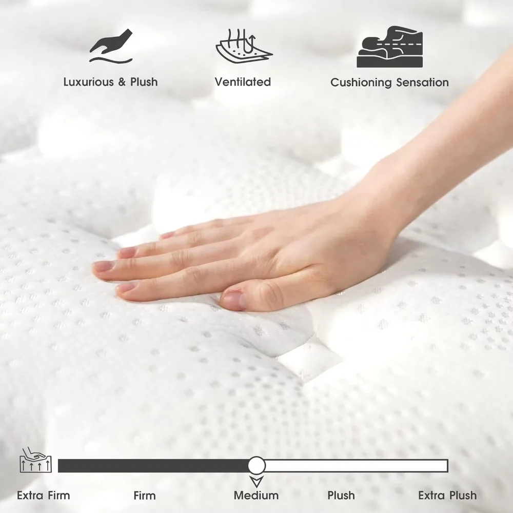 Medium Firm Full Size Gel Memory Foam Hybrid Mattress with Pocket Coil Springs, 14 Inches, Mattress in a Box, CE Certified