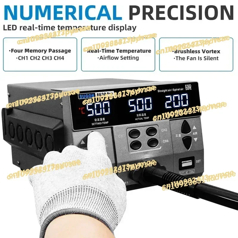 2025 2024 SUGON 8630Pro 1300W Hot Air Digital Display BGA Rework Curved Nozzle Welding Repair Desoldering Station