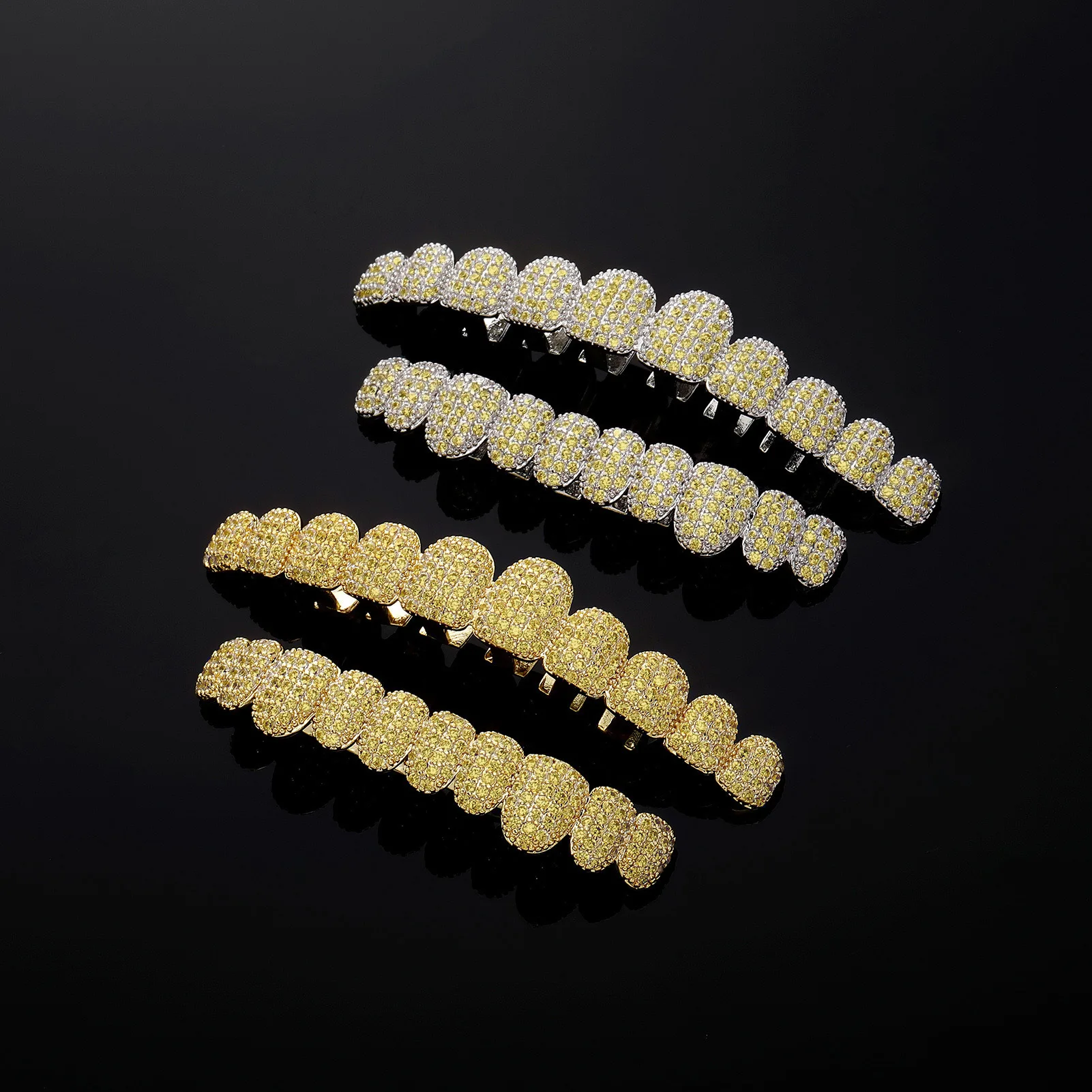 YOUNGX 10/10 Iced Out Full Colorful CZ Stone Teeth Grillz Hip Hop Shiny Colors Zircon Tooth Caps For Women Men Jewelry Cosplay - view 5