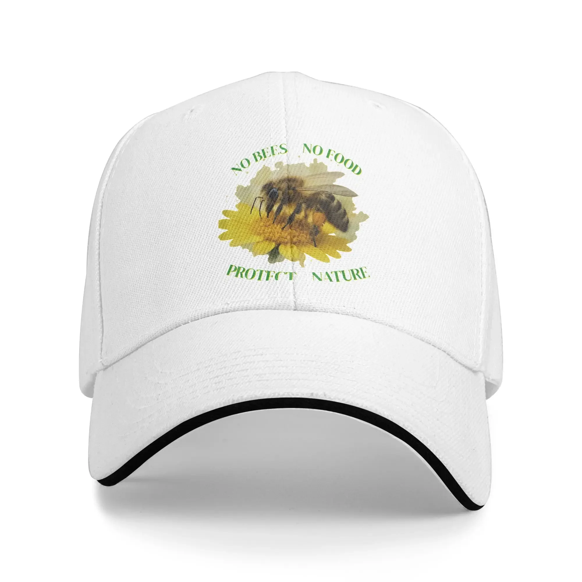 New No Bees No Food – Protect Nature Bee Motif  Baseball Cap Summer Save The Bees Trucker Hat Hot Sale  Hats Women  Baseball Cap