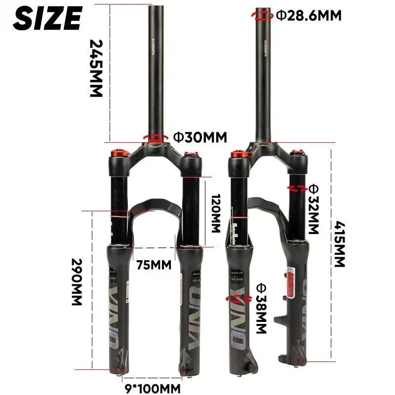 BUCKLOS 20 Inch Air Bike Suspension Fork 100mm Travel 1 1/8\